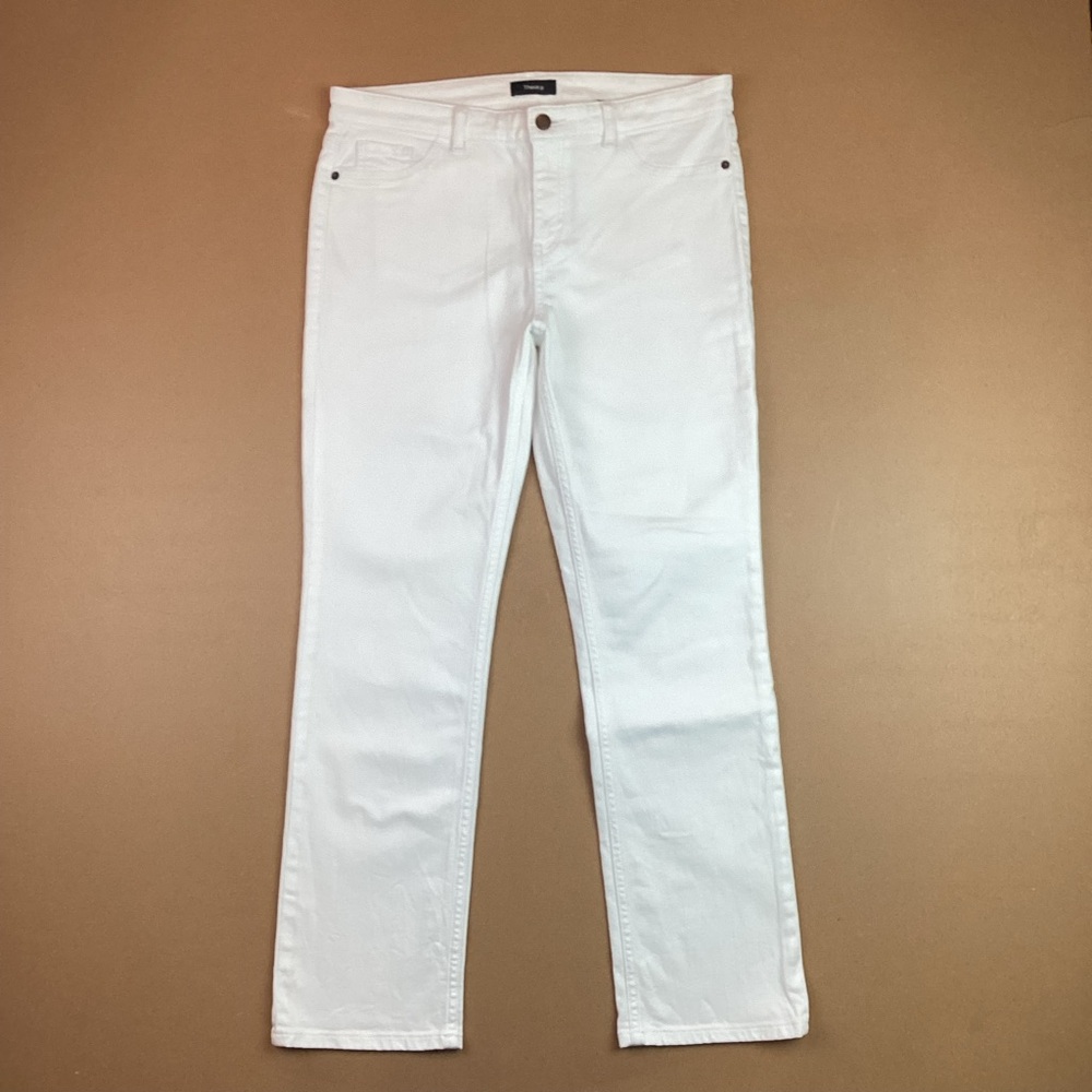 Theory Dracie Straight Leg Jeans White